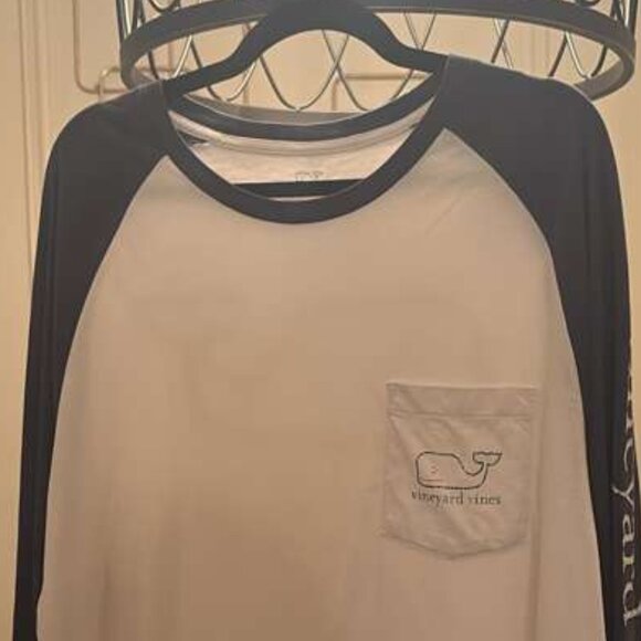 Vineyard Vines XL Raglan Baseball Tee Long Sleeve Whale Pocket Shirt - Picture 2 of 6